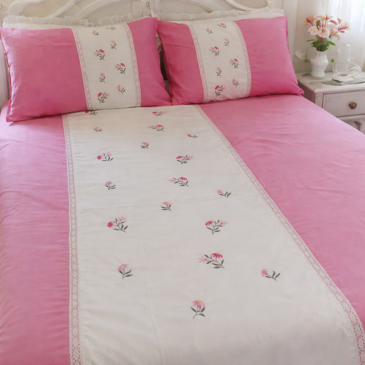 Floral Charm - Embroidered bedsheet -King